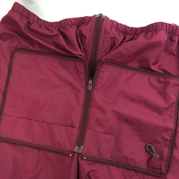 Vintage 80s 90s Mens XL Kangaroo Packable Bag Hooded Windbreaker Burgundy Maroon - Picture 8 of 12